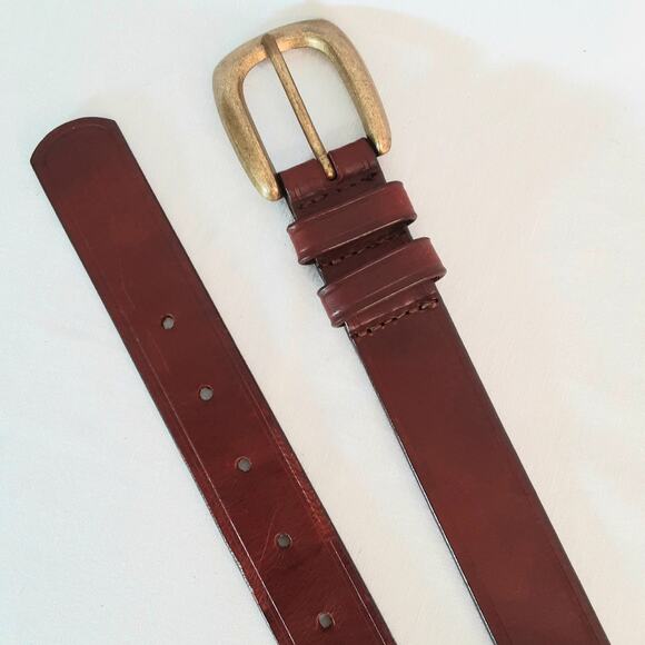 Liz Claiborne Top Grain Oil Tan Leather Belt 34 Unisex Waist Walnut Brown - Picture 7 of 14
